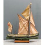 A scratch built model of a Thames barge - "White Heather II", 25ins long x 27ins high