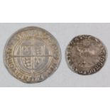 An Edward VI (1547-1553) hammered silver shilling, 32mm diameter (weight 6.2 grammes), and a Queen