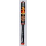 A Victorian truncheon, painted with crown over eight-pointed star with cross within a circle to