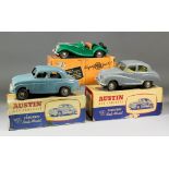 A group of six Victory Industries electric models, including - a MG TF sports car, a Hillman Minx,