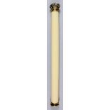 An 18th/19th Century ivory and silvered brass cylindrical tipstaff, with cast royal crown to one