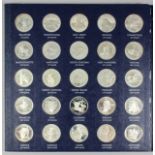 A collection of fifty Franklin Mint silver proof medallions - "The States of the Union Series",