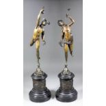 19th Century French school after Giambologna (circa 1529-1608) - Pair of brown patinated bronze