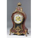 A late 19th/early 20th Century French red tortoiseshell Boulle and gilt brass mounted mantel clock