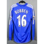 A Chelsea Football Club long sleeve shirt, 2005-2006 season, No. 16, Arjen Robben, signed by