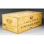 Six bottles of 1992 Taylor's Vintage Port, in one sealed wooden case