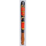 A Victorian turned wood truncheon, painted with Nottingham coat of arms and motto over "Police 22"