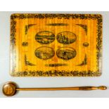 Two 20th Century German mauchline ware-style items, comprising a folding place-mat decorated with