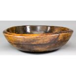 A 19th Century turned sycamore dairy bowl, 14.25ins diameter x 4.25ins high, and a 19th Century
