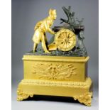 An early 19th Century French ormolu and bronzed metal cased mantel clock by Pons, No. 539, the 4.