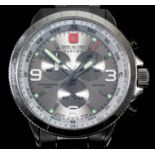A gentleman's quartz "Swiss Military" chronograph wristwatch by Hanowa, the silver dial with