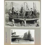 A photograph album containing a small archive of photographs primarily of Hastings fishing boats,