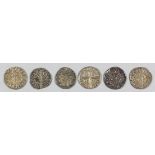 Six Henry III (1216-1272) hammered silver long cross pennies (Bristol, Northampton, Dublin,