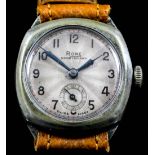 An early 20th Century gentleman's Rone "Sportsmans" plated cased manual wind wristwatch, the