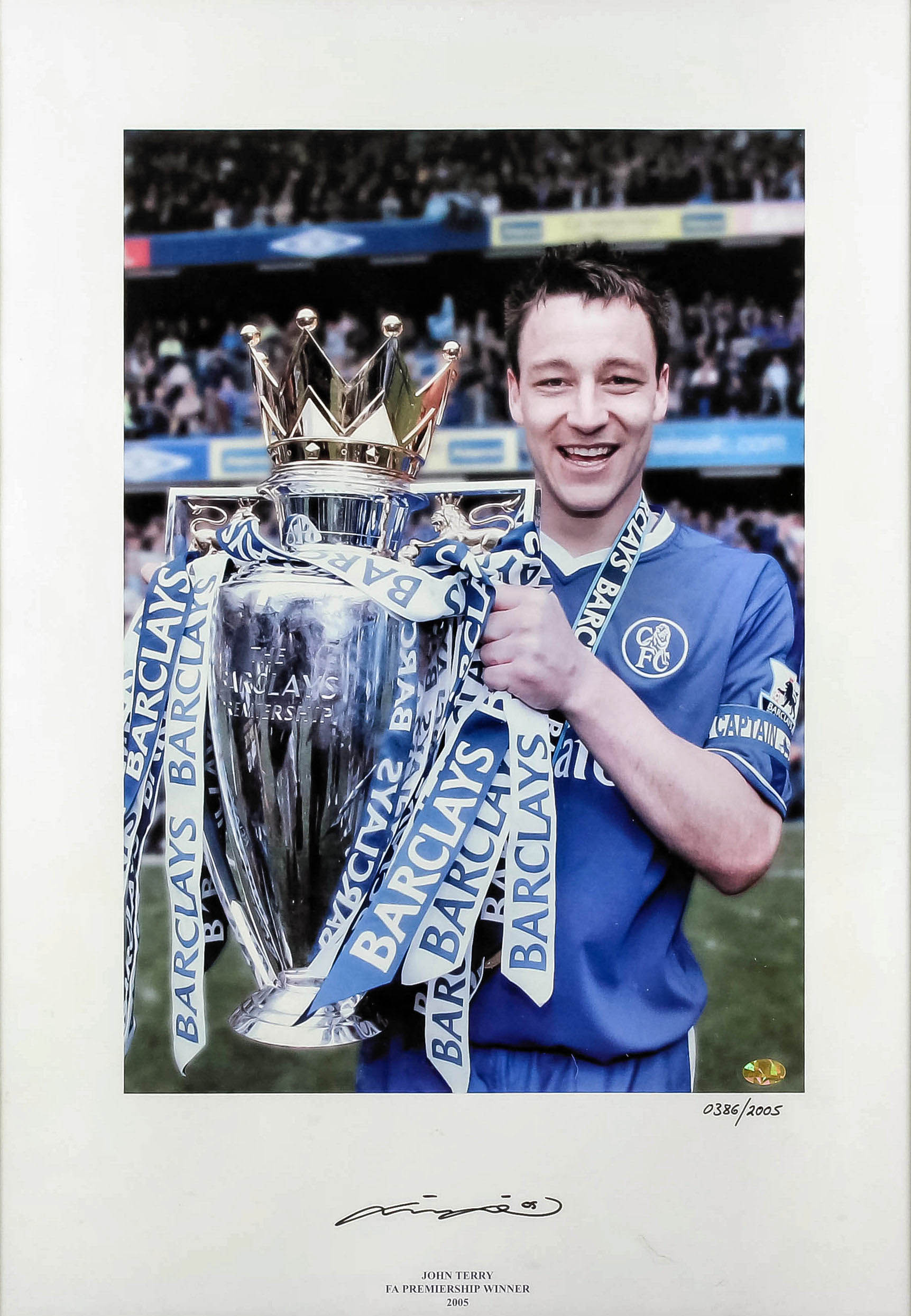 A group of four Chelsea Football Club autographed prints, including - John Terry, FA Premiership