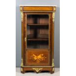 An early 20th Century French mahogany, marquetry and gilt brass mounted vitrine with angled front