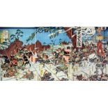 Attributed to Utagawa Yoshikazu (fl.1850-1870) - Japanese coloured woodblock prints (Ukiyo-e) -
