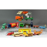 A collection of Dinky diecast model vehicles, including - an observation coach, No. 29F, a Bedford