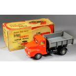 A rare 1950s Victory Industries electric Leyland Comet tipper truck, battery operated plastic model,