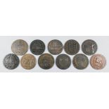 A small collection of eleven halfpenny tokens of Kent interest (all late 18th Century)