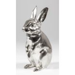A good Elizabeth II cast silver model of a rabbit seated on its rear legs, 7.375ins high, London