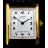 A lady's Must de Cartier Vermiel Tank quartz wristwatch, serial No. 590005, the rectangular silver