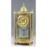 A late19th/early 20th Century French "Four Glass" mantel clock, No. 282, the 3.5ins diameter gilt