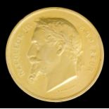 An 1867 Paris Exposition Universelle gold Prize Medal, by Francois Joseph Hubert Ponscarme (1827-