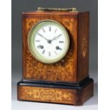 A 19th Century French inlaid rosewood cased mantel clock by Leroy of Paris, No. 558, the 3ins