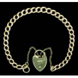 A 9ct gold link bracelet with heart pattern padlock clasp (gross weight 16 grammes)