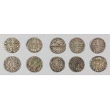 Ten Henry III (1216-1272) hammered silver long cross pennies, various varieties, approximately 17-