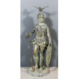 An 'antiqued' patinated bronze standing figure of Bellona - the Roman goddess of war, wearing ornate