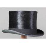 A gentleman's brushed black silk top hat by Lincoln Bennett & Co, Sackville Street, Piccadilly,