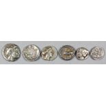 Greek (Thrace, Lysimachos, Megalopolis, Paeonian and Histolia) - Six silver drachm and tetrobol,