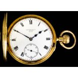 A late Victorian 18ct gold half hunting cased keyless lever pocket watch by Charles Frodsham, 115