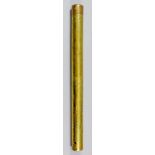 An Edwardian cylindrical brass short staff, stamped "C.R.Spice. Warder. R.N.Hms. Grafton Pacific.