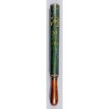 A Georgian turned wood truncheon, painted with "GR", over "Bourton TG (Tyghing) 284", on an olive