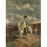 Jean Louis Ernest Meissonier (1815-1891) - Coloured engraving - The Emperor Napoleon on horseback,