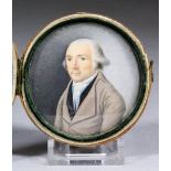 Late 18th Century Northern European school - Half length miniature portrait of a gentleman wearing a