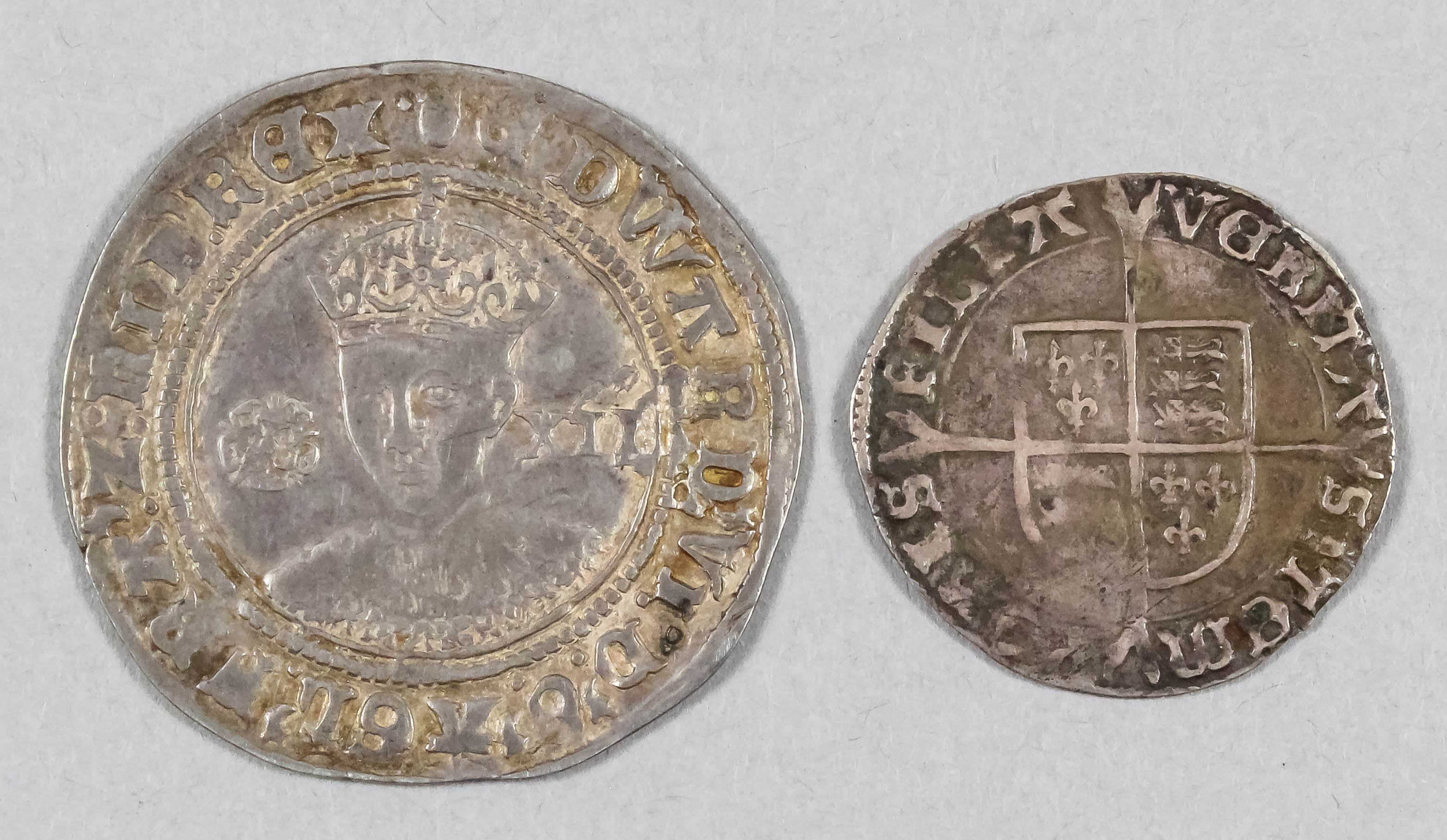 An Edward VI (1547-1553) hammered silver shilling, 32mm diameter (weight 6.2 grammes), and a Queen - Image 2 of 2