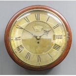 An early Victorian mahogany cased dial wall clock by L. J. Meyer of Bristol, the 14ins brass dial