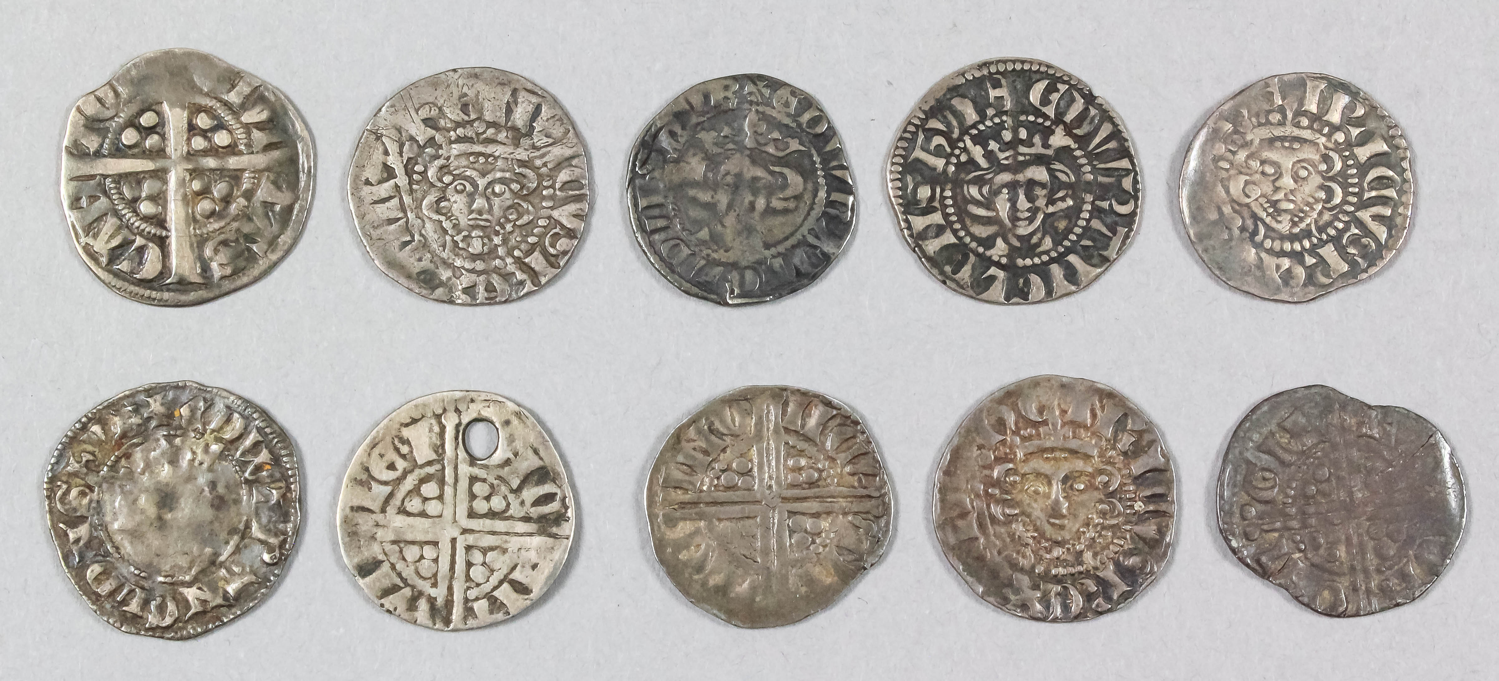 Henry III (1216-1272) and Edward I (1272-1307) ten hammered silver long cross pennies, various