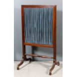 A 19th Century mahogany framed rectangular fire screen with reeded edge and twin sliding silk