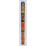 A Victorian turned wood truncheon, painted with crown over "VR" over "B & Or Police 2", within