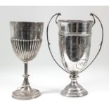 "G. C. F. A. NCO's Competition 1913-14" - A George V silver cup with part reeded body, bead