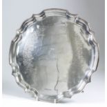 A George VI silver circular salver with shaped and moulded rim, engraved with Royal Air Force 96