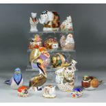Fifteen Royal Crown Derby bone china paperweights modelled as animals, including - elephant, 4ins