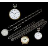 A gentleman's Cyma military chrome metal cased keyless pocket watch, the white enamel dial with