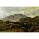 D.C. (19th Century English school) - Oil painting - River landscape, canvas 20ins x 30ins,
