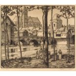 Frederick Marriott (1860-1941) - Two engravings - "A Gateway at Bruges", 11ins x 12.75ins, and "